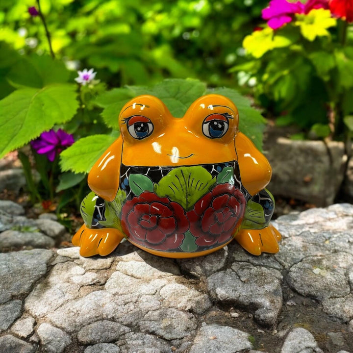 Cute Hand Painted Talavera Small Frog Planter Pot
