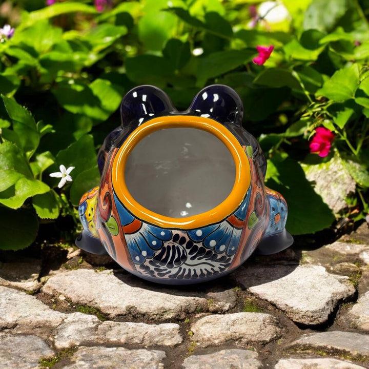 Cute Hand Painted Talavera Small Frog Planter Pot