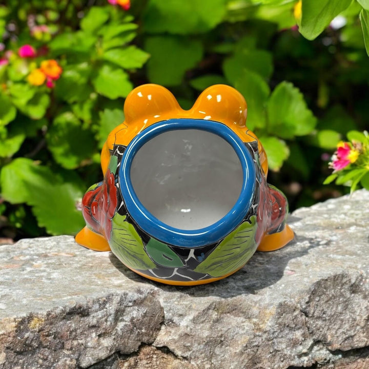 Cute Hand Painted Talavera Small Frog Planter Pot