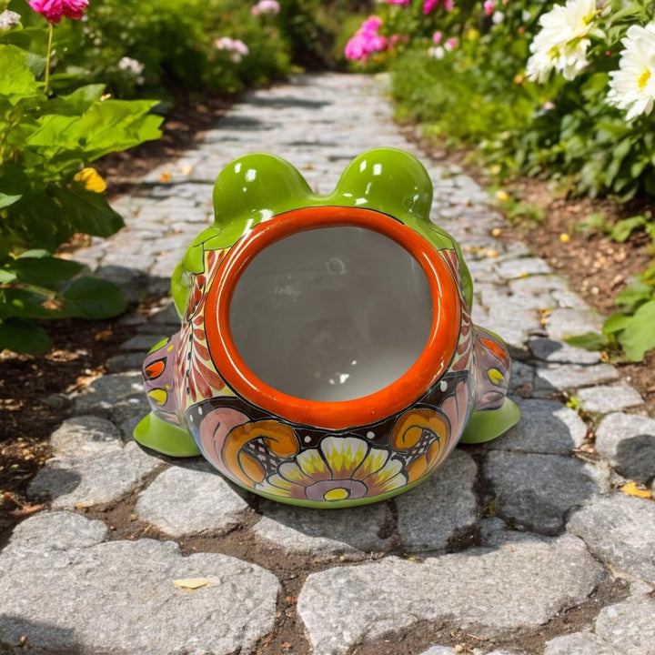 Cute Hand Painted Talavera Small Frog Planter Pot – Assorted Colors (Varying Design)