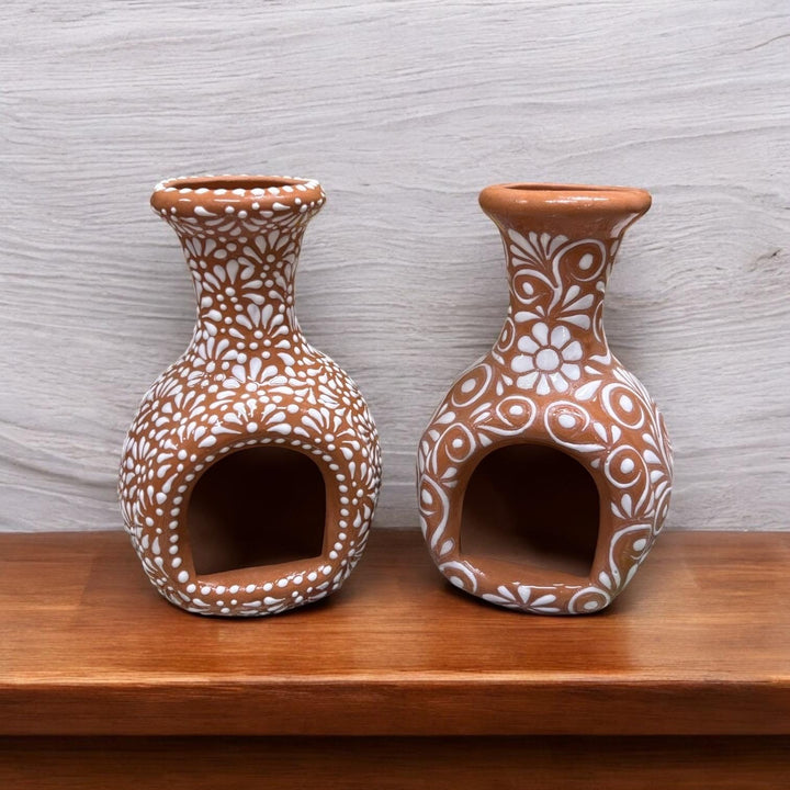 Hand Painted Mexican Talavera Small Tabletop Chimney “Chimenea” – Multiple Designs Available