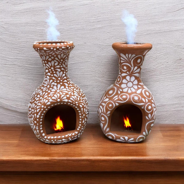 Hand Painted Mexican Talavera Small Tabletop Chimney “Chimenea” – Multiple Designs Available