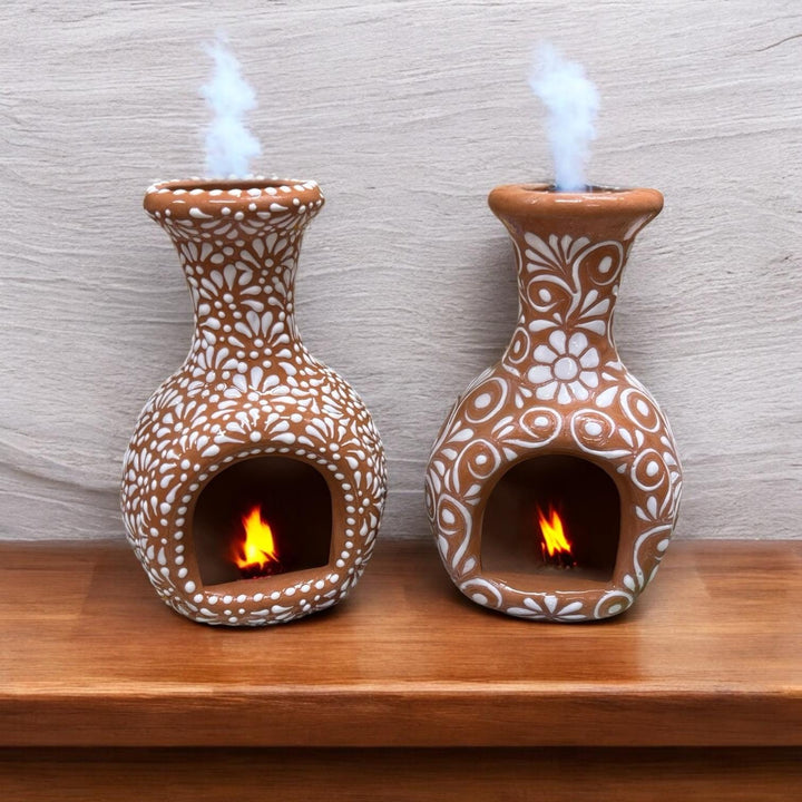 Hand Painted Mexican Talavera Small Tabletop Chimney “Chimenea” – Multiple Designs Available