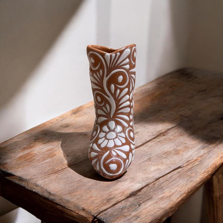 Hand Painted Mexican Talavera Cowboy Boot Mini Vase “Bota Vacera”