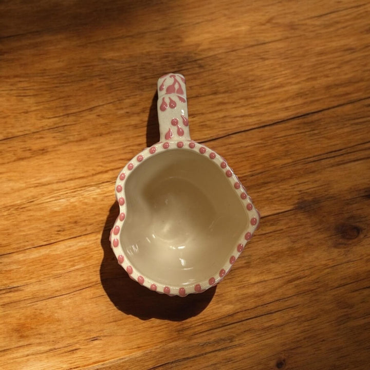 Hand Painted Talavera White and Pink Heart Tea Cup and Heart Saucer Set