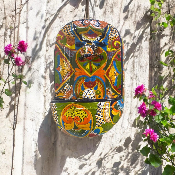 Hand Painted Talavera Frog Wall Water Fountain