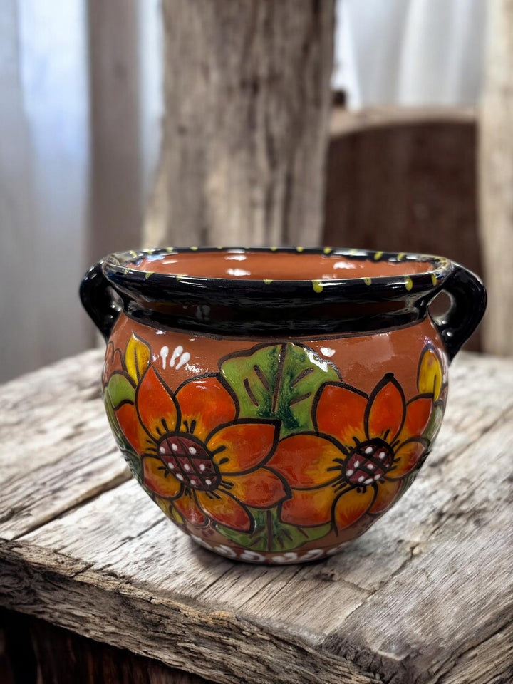 Hand Painted Talavera Flower Pot with Handles — Multiple Designs in Tabletop Medium