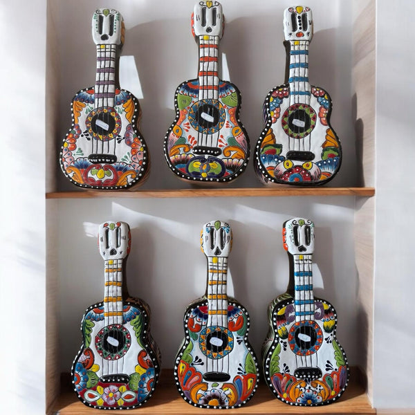 Hand Painted Mexican Talavera Guitar Wall Decor