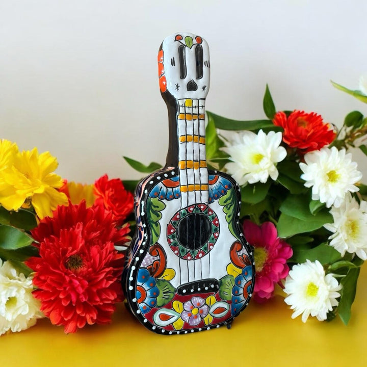 Hand Painted Mexican Talavera Guitar Wall Decor