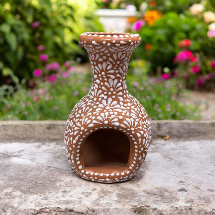 Hand Painted Mexican Talavera Small Tabletop Chimney “Chimenea” – Multiple Designs Available
