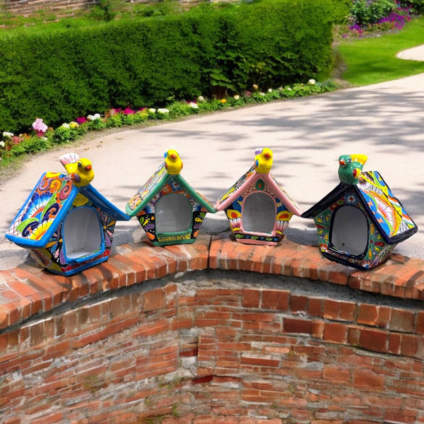 Hand Painted Mexican Talavera House Bird Feeder – Assorted Designs