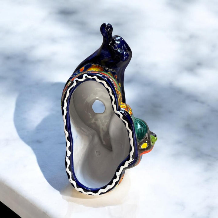 Cute Hand Painted Talavera Happy Snail Planter Pot