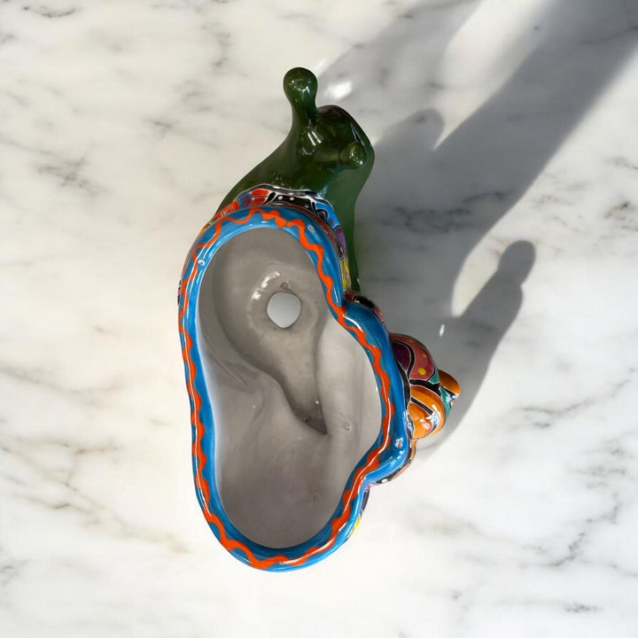 Cute Hand Painted Talavera Happy Snail Planter Pot