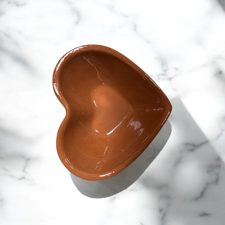 Hand Painted Talavera Brown and White Small Heart Bowl