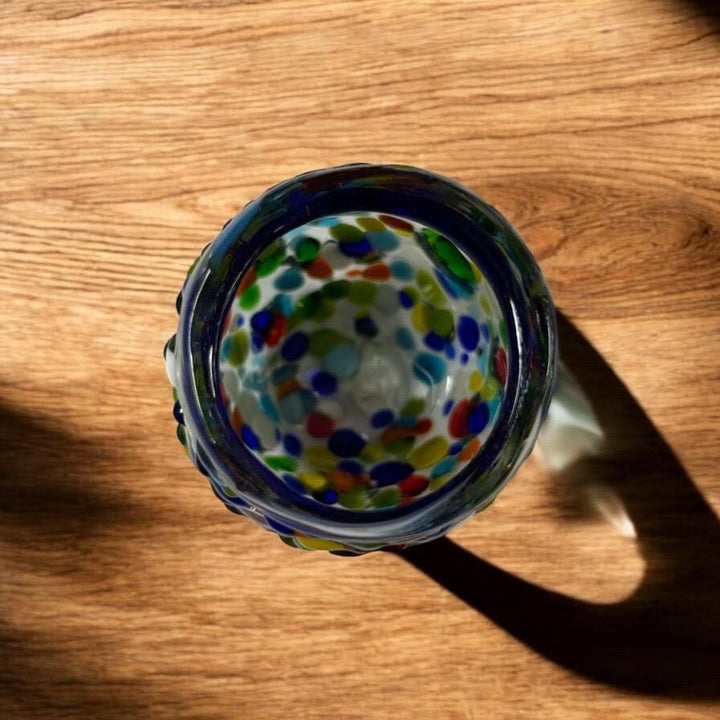 Hand Blown Mexican Colorful Shot Glass “Tequilero de Piedritas” – Assorted Quantities