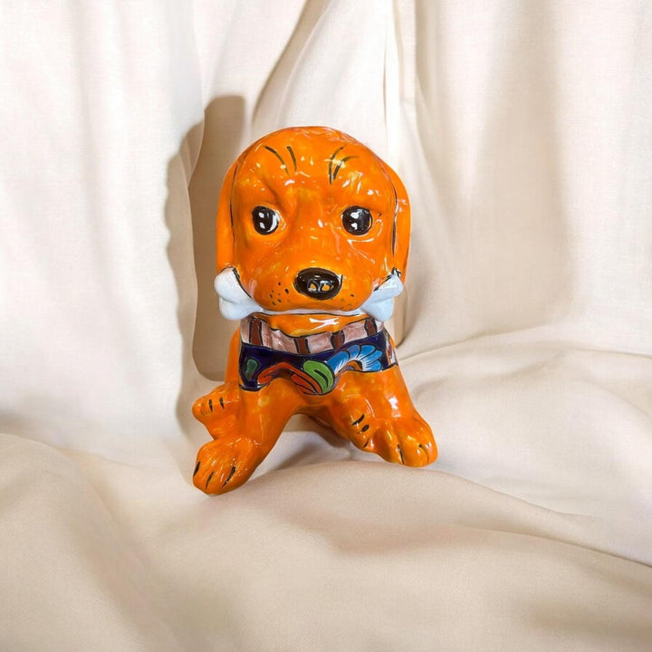 Hand Painted Mexican Talavera Floppy Ear Pup Dog Sculpture – Assorted Designs