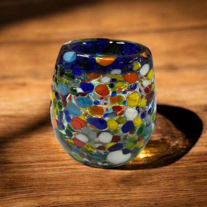 Hand Blown Mexican Colorful Shot Glass “Tequilero de Piedritas” – Assorted Quantities