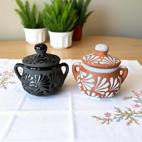 Hand Painted Mexican Sugar Bowl with Lid “Azucarera” (Cielito Lindo Inspired) – Assorted Colors