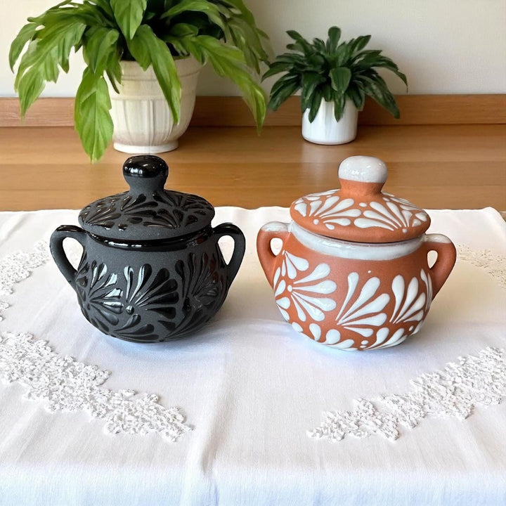 Hand Painted Mexican Sugar Bowl with Lid “Azucarera” (Cielito Lindo Inspired) – Assorted Colors