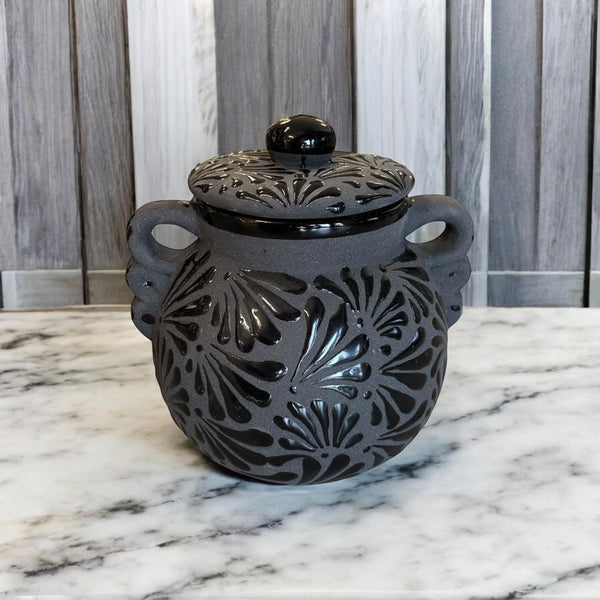 Hand Painted Black Clay Candy Sweets Mexican Jar with Lid “Bombonera” – Cielito Lindo Inspired