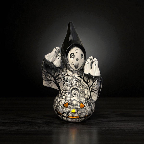 Cute Hand Painted Spooky Ghoul & Ghosts Pumpkin Talavera Figure (Varying Design)