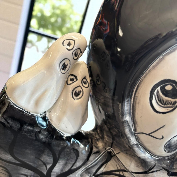 Cute Hand Painted Spooky Ghoul & Ghosts Pumpkin Talavera Figure (Varying Design)