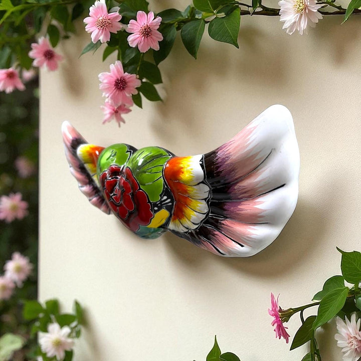 Vibrant Hand Painted Talavera Winged Heart Wall Decor – Assorted Designs