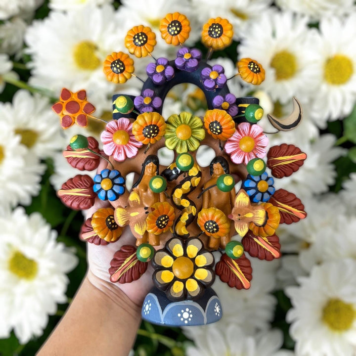 Handmade Multicolor Rustic Mexican Folkart Clay Tree of Life “Árbol de Vida” (Varying Design)