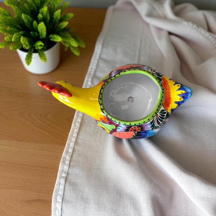 Beautiful Hand Painted Mexican Talavera Sleeping Chicken Hen Planter Pot (Varying Design)