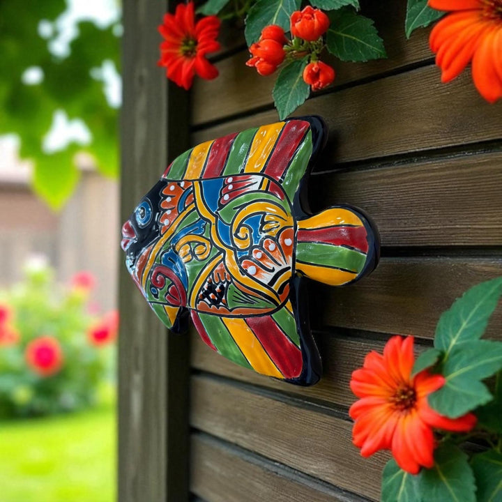 Vibrant Hand Painted Talavera Small Fish Wall Decor (Varying Design)