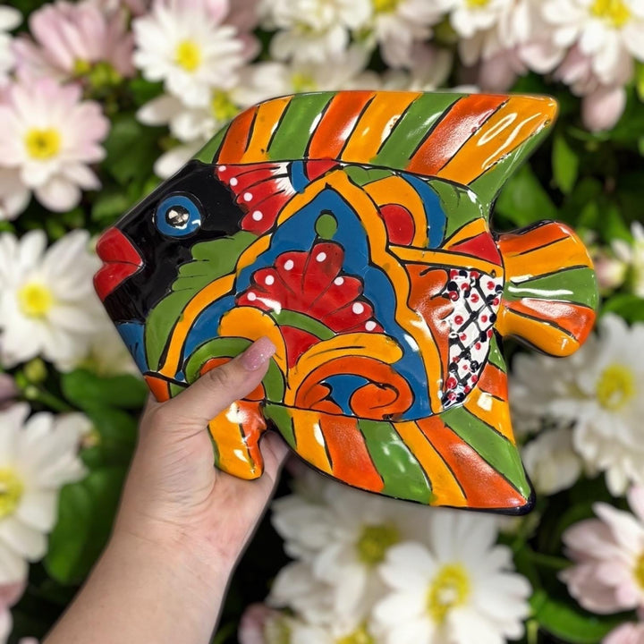 Vibrant Hand Painted Mexican Talavera Fish Wall Decor (Varying Design)