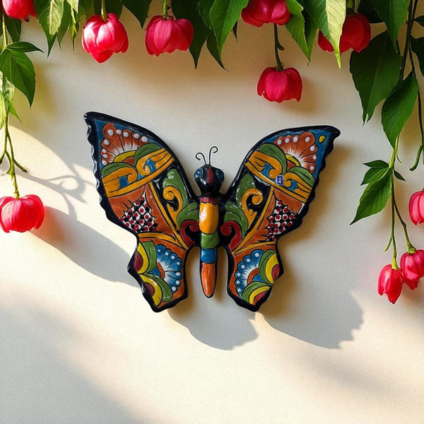 Vibrant Hand Painted Mexican Talavera Butterfly Wall Decor (Varying Design)