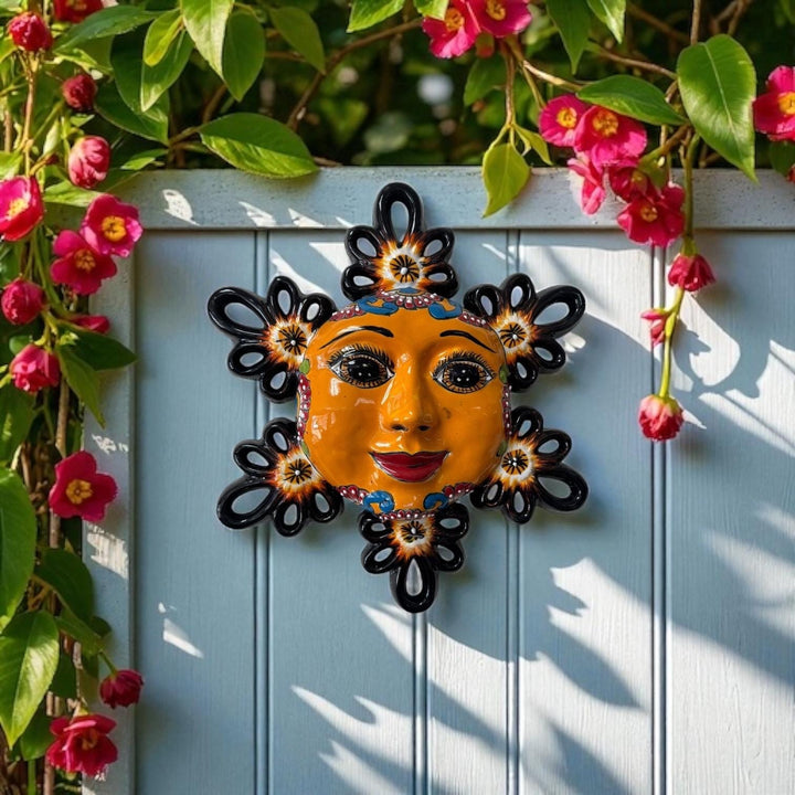 Hand Painted Mexican Talavera Orange Sun Wall Decor (Varying Design)
