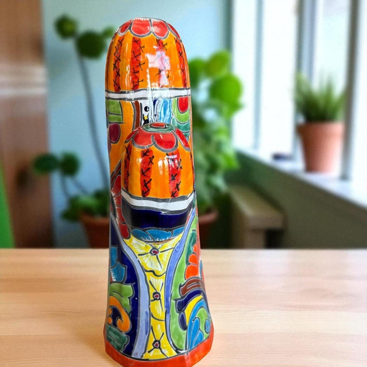 Hand Painted Mexican Talavera Flowering Desert Cactus (Varying Design)