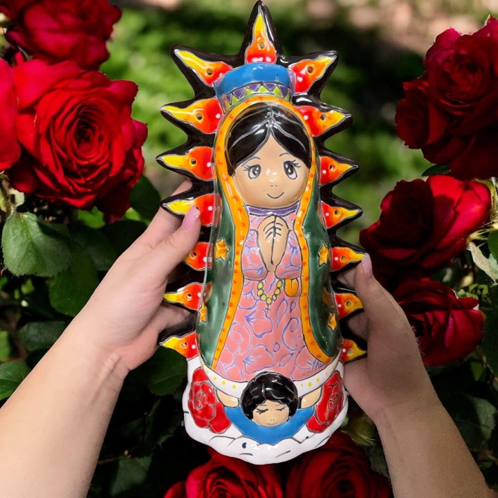 Cute Hand Painted Virgin of Guadalupe Talavera Candle Light Figure (Varying Design)