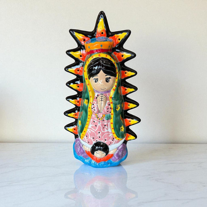Cute Hand Painted Virgin of Guadalupe Talavera Candle Light Figure (Varying Design)