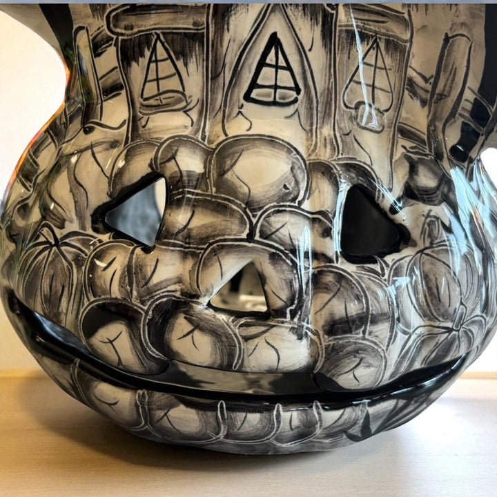 Cute Hand Painted Spooky Ghoul & Ghosts Pumpkin Talavera Figure (Varying Design)