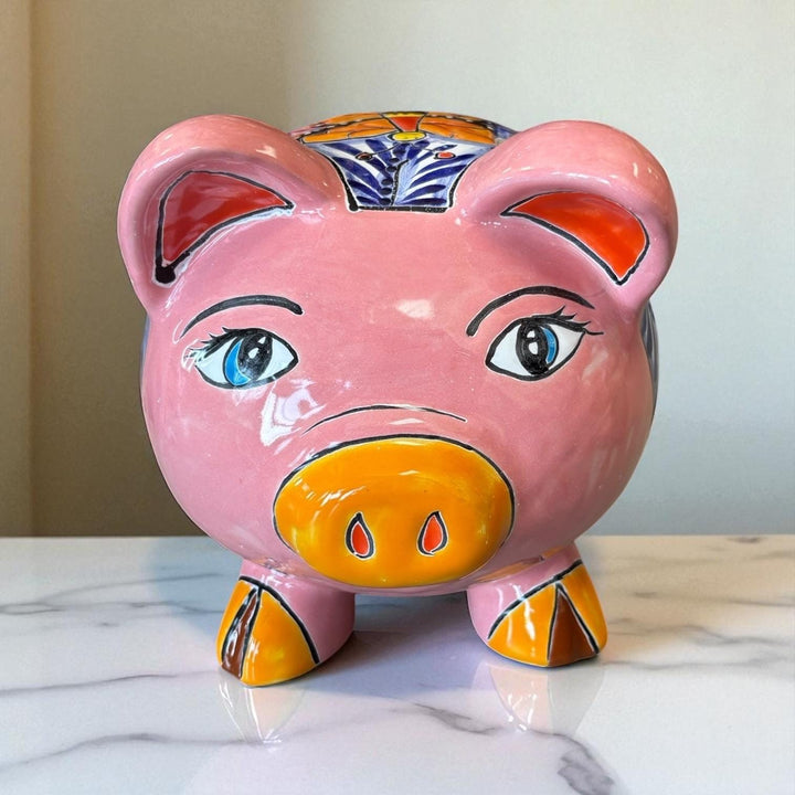 Cute Hand Painted Talavera Monarch Butterfly Piggy Bank Decor – Assorted Colors