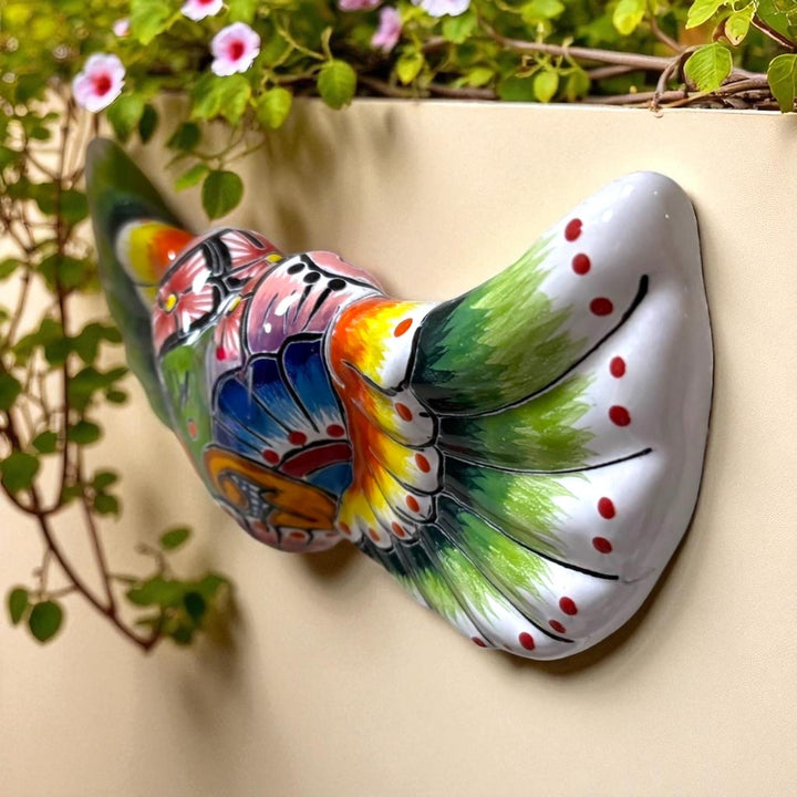 Vibrant Hand Painted Talavera Winged Heart Wall Decor – Assorted Designs
