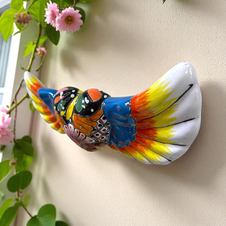 Vibrant Hand Painted Talavera Winged Heart Wall Decor – Assorted Designs
