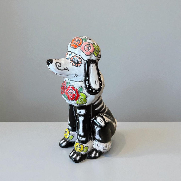 Day of the Dead Hand Painted Skeleton Poodle Dog Figure (Varying Design)