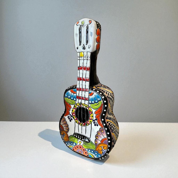 Colorful Mexican Talavera Guitar Sculpture Wall Decor (Varying Design)