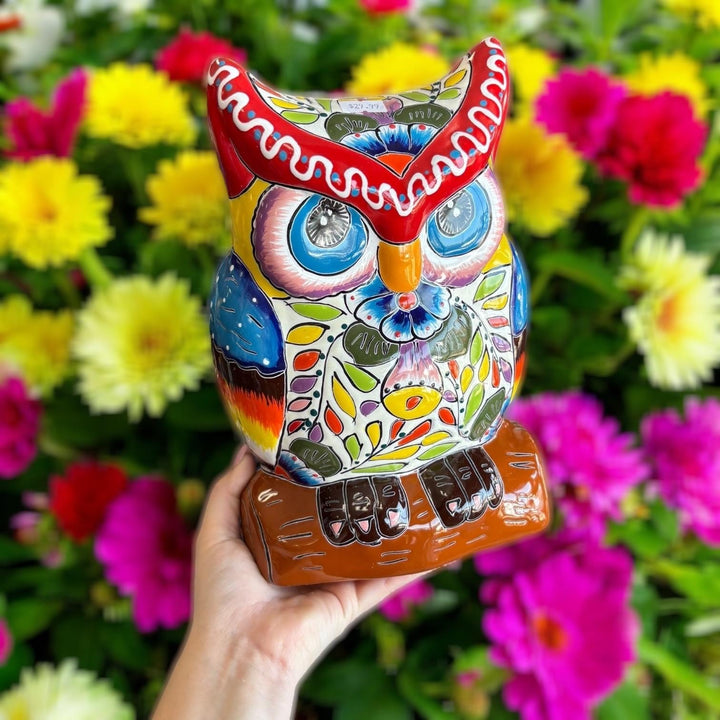 Beautiful Hand Painted Colorful Talavera Owl Planter Pot (Varying Design)