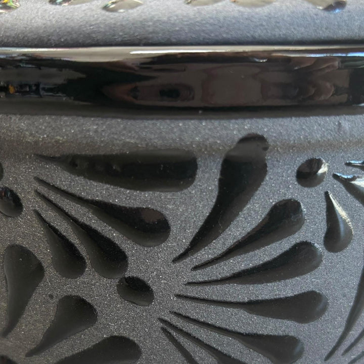 Hand Painted Black Clay and Black Rustic Tortilla Warmer “Tortillero” (Cielito Lindo Inspired)