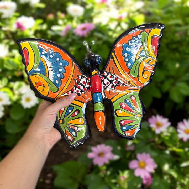 Vibrant Hand Painted Mexican Talavera Butterfly Wall Decor (Varying Design)