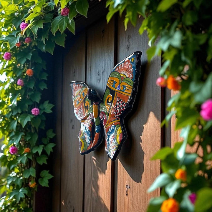 Vibrant Hand Painted Mexican Talavera Butterfly Wall Decor (Varying Design)