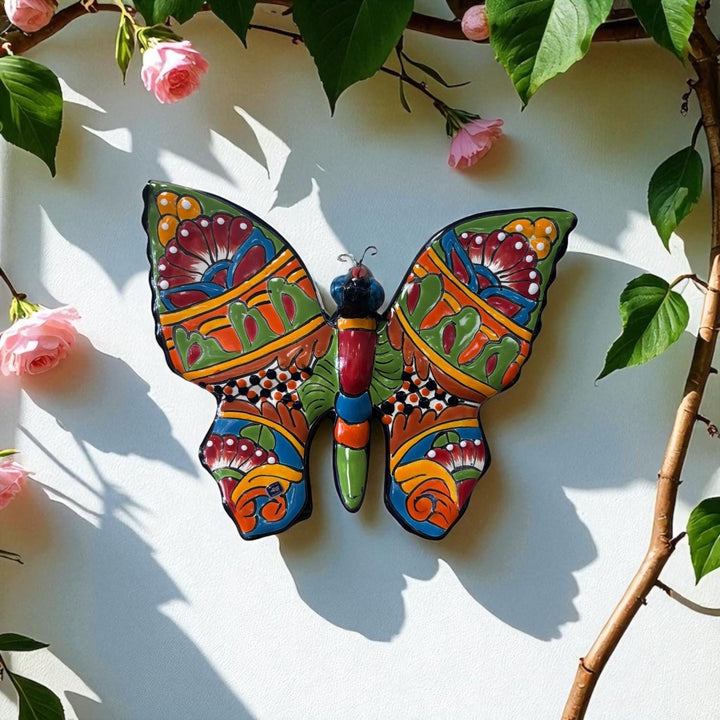 Vibrant Hand Painted Mexican Talavera Butterfly Wall Decor (Varying Design)