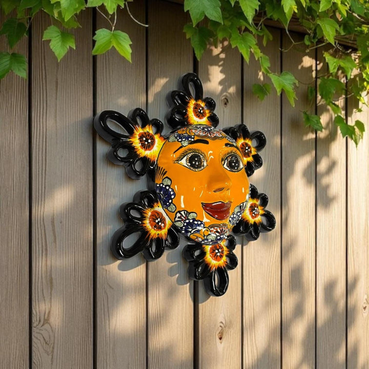 Hand Painted Mexican Talavera Orange Sun Wall Decor (Varying Design)