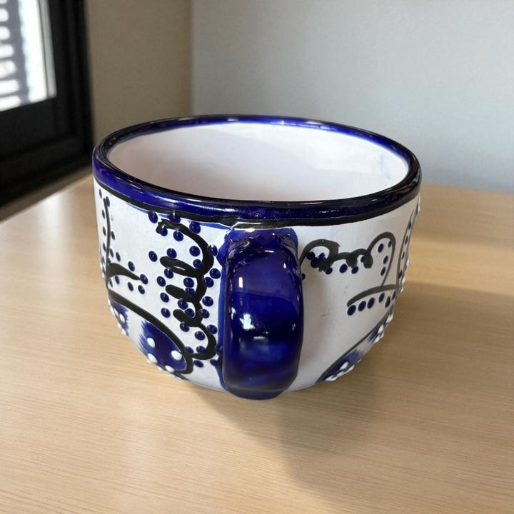 Beautiful Hand Painted Talavera Blue & White Butterfly Teacup Mug Planter Pot (Varying Design)