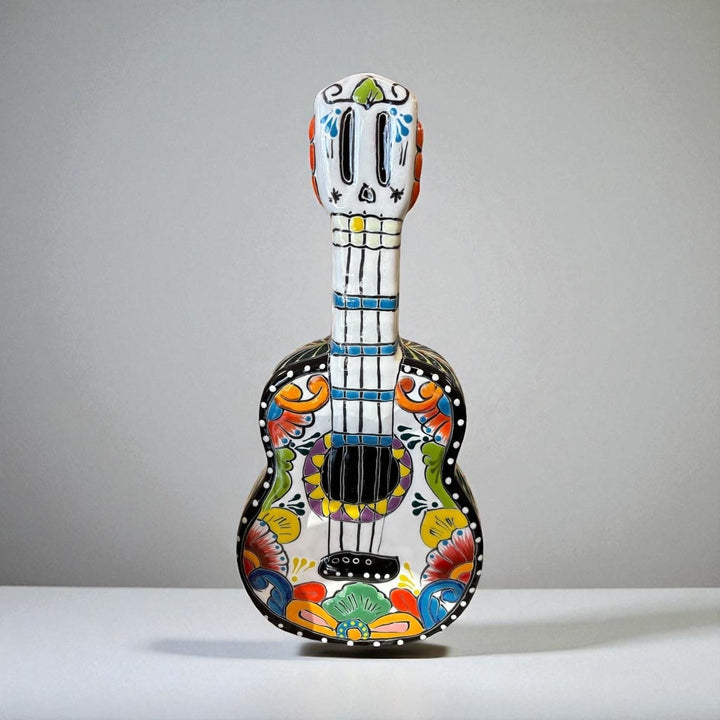 Colorful Mexican Talavera Guitar Sculpture Wall Decor (Varying Design)